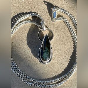 Velvet Obsidian Pendant Talisman Sterling Silver Chain